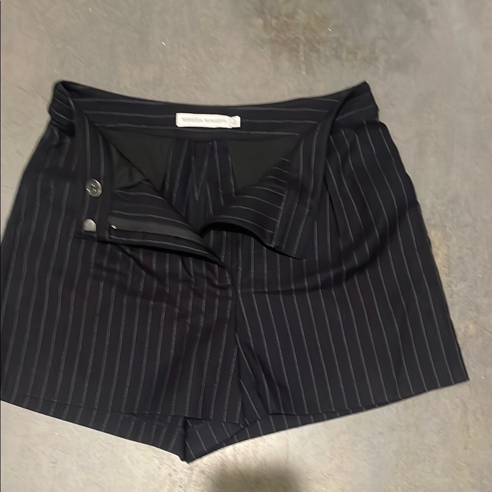 Rebecca Minkoff Navy Pinstripe High Waist Shorts